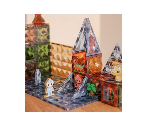 WOOPIE Klocki Magnetyczne Konstrukcyjne Świecące 3D Park Dinozaurów 124el.