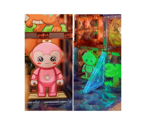 WOOPIE Klocki Magnetyczne Konstrukcyjne Świecące 3D Park Dinozaurów 124el.