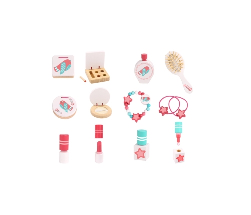 TOOKY TOY Różowa Toaletka Drewniana Do Makijażu z Lustrem