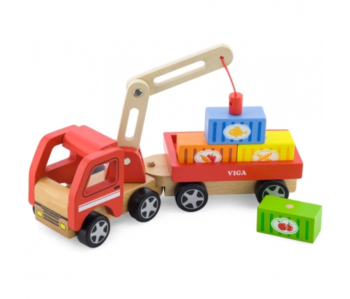 VIGA Drewniany Dźwig z kontenerami