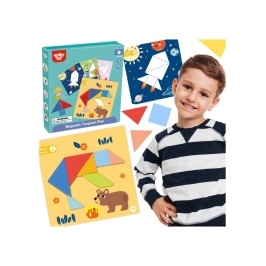 TOOKY TOY Puzzle Tangram Układanka dla Dzieci Nauka Kształtów Figury Kształty 18el.