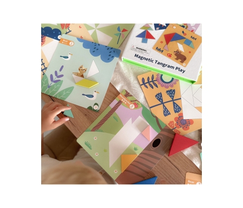 TOOKY TOY Puzzle Tangram Układanka dla Dzieci Nauka Kształtów Figury Kształty 18el.