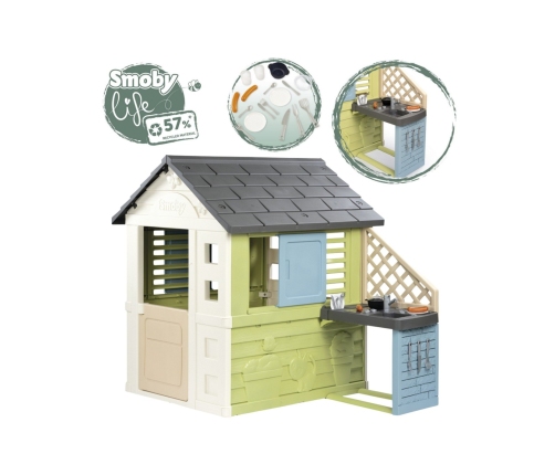 SMOBY Life Domek Ogrodowy PRETTY z Kuchnią + 17 Akcesoriów