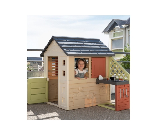 Smoby Domek Nature z kuchnią + 17 akcesoriów