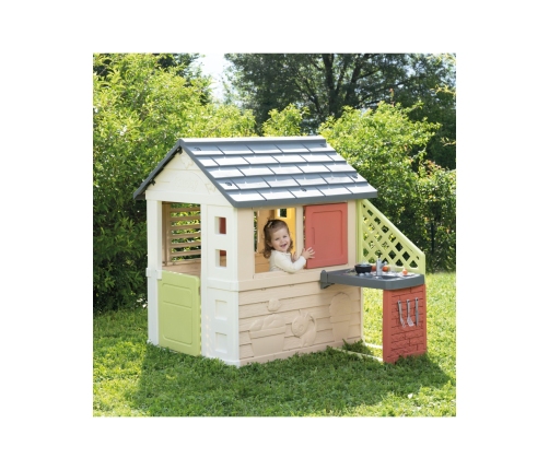 Smoby Domek Nature z kuchnią + 17 akcesoriów