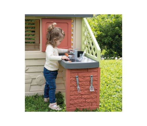 Smoby Domek Nature z kuchnią + 17 akcesoriów