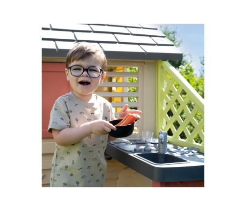Smoby Domek Nature z kuchnią + 17 akcesoriów