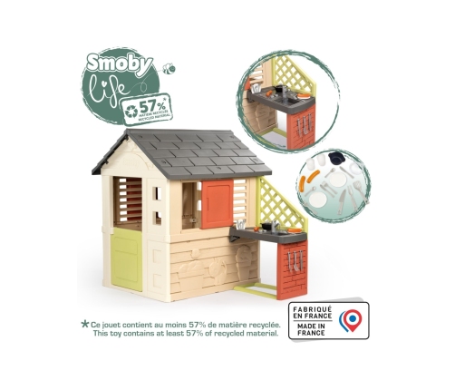 Smoby Domek Nature z kuchnią + 17 akcesoriów
