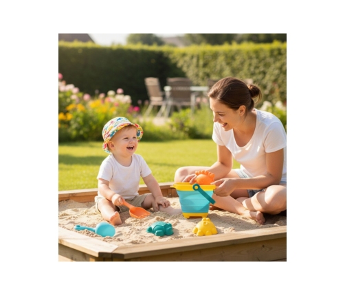 WOOPIE BABY Zestaw Wiaderko Składane z Grabkami Łopatką Foremki Niebieskie