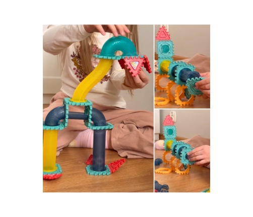 WOOPIE Klocki Magnetyczne Konstrukcyjne 3D Zestaw Edukacyjny Tor Kulkowy 228el.