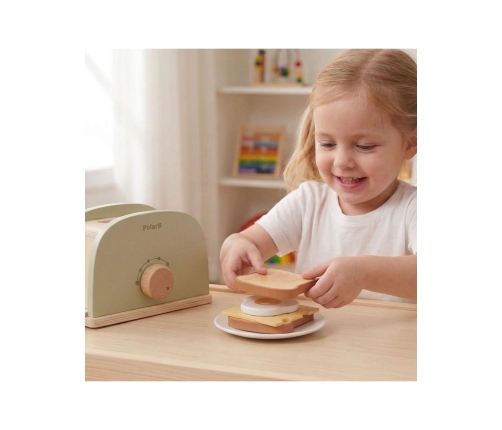 VIGA PolarB Drewniany Zestaw Toster Zielony + Akcesoria