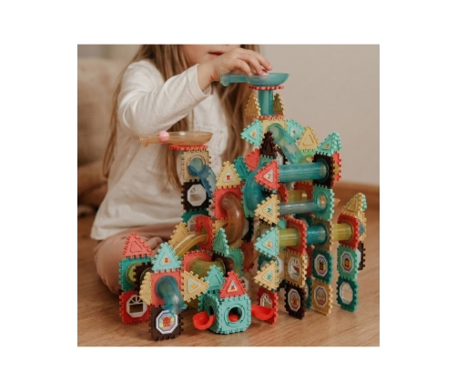 WOOPIE Klocki Magnetyczne Konstrukcyjne 3D Zestaw Edukacyjny Tor Kulkowy 228el.