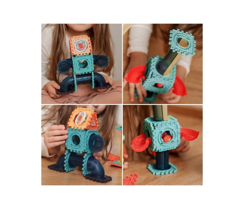 WOOPIE Klocki Magnetyczne Konstrukcyjne 3D Zestaw Edukacyjny Tor Kulkowy 128el.