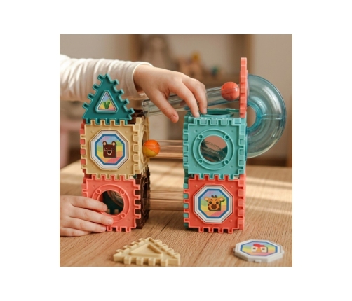 WOOPIE Klocki Magnetyczne Konstrukcyjne 3D Zestaw Edukacyjny Tor Kulkowy 68el.