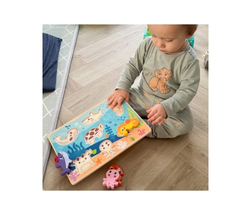 TOOKY TOY Drewniane Puzzle Montessori Świat Morza Rybki Żółwik Kształty