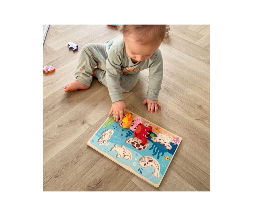 TOOKY TOY Drewniane Puzzle Montessori Świat Morza Rybki Żółwik Kształty