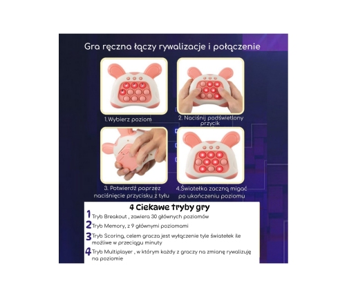 WOOPIE Gra POP IT Elektryczna Antystresowa Zręcznościowa Uszy Króliczka