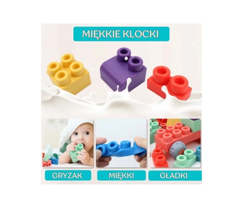 WOOPIE Duże Klocki Konstrukcyjne Edukacyjne dla Dzieci 86 el. - Wyparzanie w 120 stopniach