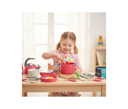 WOOPIE Zestaw Małego Kucharza Indukcja Garnki Patelnia Czajnik Różowy 30el.