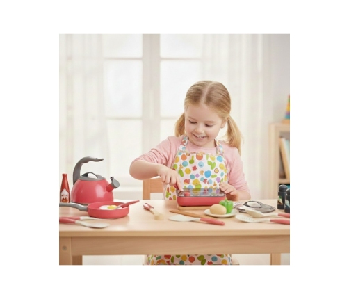 WOOPIE Zestaw Małego Kucharza Indukcja Garnki Patelnia Czajnik Różowy 30el.