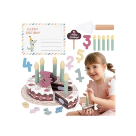 TOOKY TOY Drewniany Tort Urodzinowy ze Świeczkami Rzepy