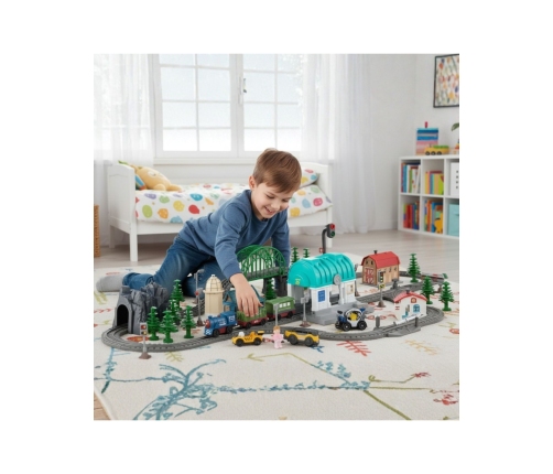 WOOPIE Pociąg Elektryczny Kolejka Tor XXL Ciuchcia Lokomotywa Zestaw Miasteczko 108 el.