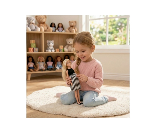 WOOPIE ROYAL Lalka Lily w Ciąży Sukienka w Czarno-białe Paski