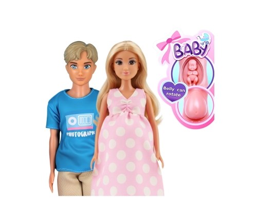 WOOPIE ROYAL Zestaw Lalek Rodzina Lily w Ciąży Tata Niemowlak Wózek Akcesoria