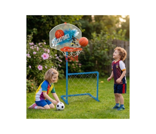 WOOPIE Zestaw 2w1 Koszykówka Bramka do Piłki Nożnej + Piłka