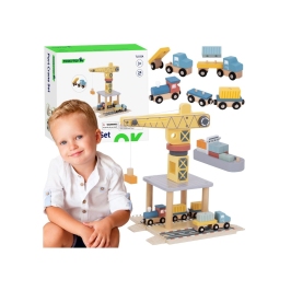 TOOKY TOY Dźwig Portowy Drewniany Zestaw