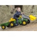 Rolly Toys RollyKid John Deere Traktor na Pedały z Łyżką i Przyczepą - Zielony