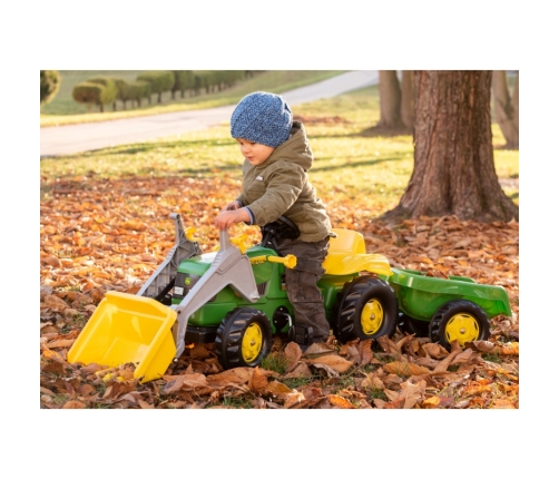 Rolly Toys RollyKid John Deere Traktor na Pedały z Łyżką i Przyczepą - Zielony