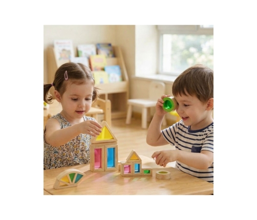 TOOKY TOY Drewniane Kolorowe Klocki Lustra Zestaw 8 el. FSC