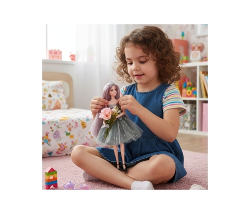 WOOPIE ROYAL Lalka Emi w Eleganckiej Sukni Tiulowej z Kokardą i Bukietem