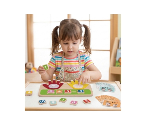 TOOKY TOY Drewniana Edukacyjna Zabawka do Nauki Liczenia na Palcach Dodawanie i Odejmowanie