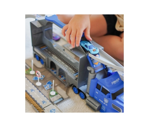 WOOPIE Zestaw Ciężarówka Policyjna Laweta Garaż Tor Wyścigowy