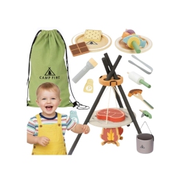 TOOKY TOY Drewniany Kempingowy Zestaw Do Gotowania Ognisko