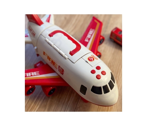 WOOPIE Samolot Rozkładany Transporter Straż Pożarna z 3 Autami Strażackimi Zestaw XL Znaki Drogowe