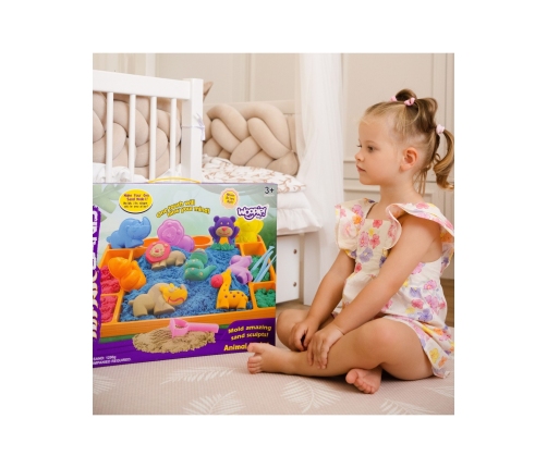 WOOPIE Piasek Kinetyczny 1,2 kg Zestaw XL ZOO Stolik z Foremkami