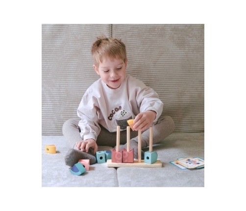 TOOKY TOY Krab Układanka Drewniana Stosy Klocki Bloki Pastelowy