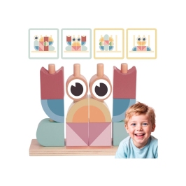 TOOKY TOY Krab Układanka Drewniana Stosy Klocki Bloki Pastelowy