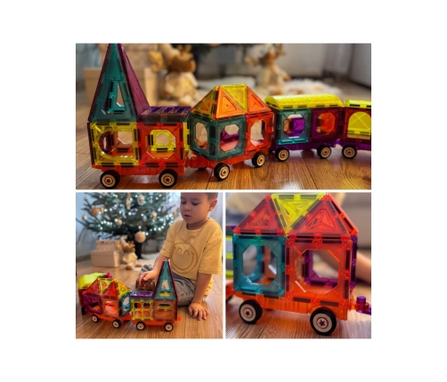 WOOPIE Klocki Magnetyczne 3D Zestaw Pociąg 71el.