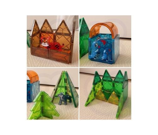 WOOPIE Klocki Magnetyczne Konstrukcyjne 3D Zestaw Edukacyjny Zwierzęta Dżungli 45el.