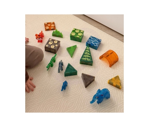 WOOPIE Klocki Magnetyczne Konstrukcyjne 3D Zestaw Edukacyjny Zwierzęta Dżungli 45el.