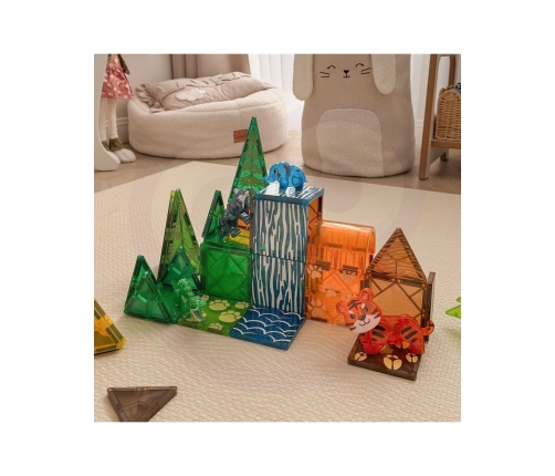 WOOPIE Klocki Magnetyczne Konstrukcyjne 3D Zestaw Edukacyjny Zwierzęta Dżungli 45el.