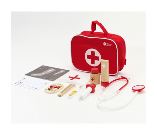 CLASSIC WORLD Drewniany Zestaw Walizka Małego Doktora Lekarza 19 el.