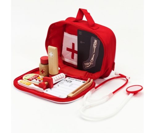 CLASSIC WORLD Drewniany Zestaw Walizka Małego Doktora Lekarza 19 el.