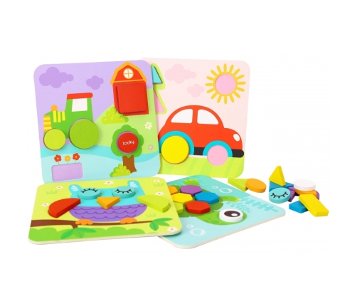 TOOKY TOY Puzzle 4 w 1 Układanka Klocki Mntessori