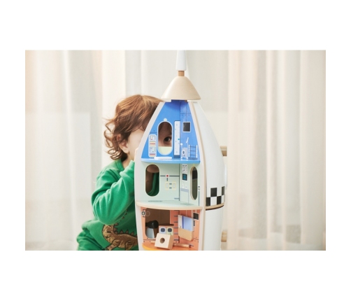 CLASSIC WORLD Drewniana Rakieta Domek dla Dzieci + Figurki Akc.