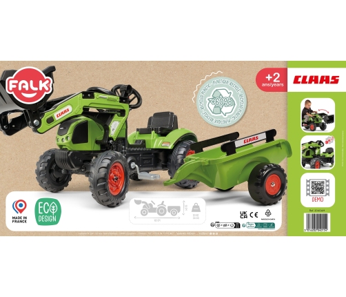 Falk Traktor Claas z Przyczepą i Łyżką na pedały